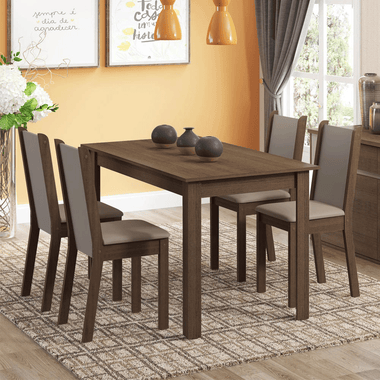 Juego de Comedor Bea con 4 Sillas Marrón/Crema