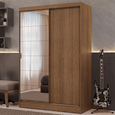 Clóset Luke 2 Puertas Corredizas 1 Espejo Marrón 183 cm x 119 cm x 54 cm