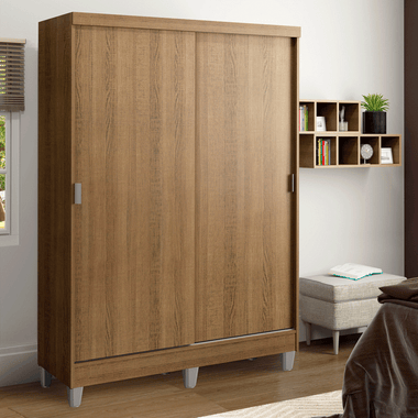 Clóset Luke con Patas 2 Puertas Corredizas 2 Cajones Marrón 192 cm x 120 cm x 53 cm