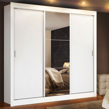 Clóset Monaco 3 Puertas Corredizas 1 Espejo Blanco 170 cm x 205 cm x 51 cm