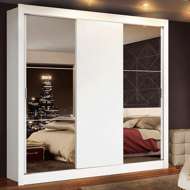 Clóset Monaco 3 Puertas Corredizas 2 Espejos Blanco 170 cm x 205 cm x 51 cm