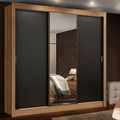 Clóset Monaco 3 Puertas Corredizas 1 Espejo Marrón/Negro 170 cm x 205 cm x 51 cm