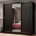 Clóset Monaco 3 Puertas Corredizas 1 Espejo Negro 170 cm x 205 cm x 51 cm
