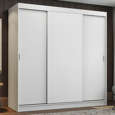 Clóset Reno 3 Puertas Corredizas 4 Cajones Blanco 180 cm x 205 cm x 54 cm