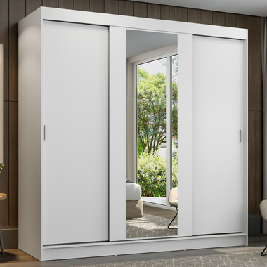 Clóset Reno 3 Puertas Corredizas 1 Espejo Blanco 180 cm x 205 cm x 54 cm