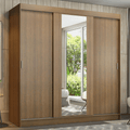 Clóset Reno 3 Puertas Corredizas 1 Espejo Marrón 180 cm x 205 cm x 54 cm