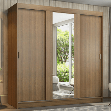 Clóset Reno 3 Puertas Corredizas 1 Espejo Marrón 180 cm x 205 cm x 54 cm