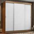 Clóset Reno 3 Puertas Corredizas 4 Cajones Marrón/Blanco 180 cm x 205 cm x 54 cm