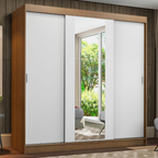 Clóset Reno 3 Puertas Corredizas 1 Espejo Marrón/Blanco 180 cm x 205 cm x 54 cm