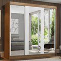 Clóset Reno 3 Puertas Corredizas con Espejos Marrón/Blanco 180 cm x 205 cm x 54 cm