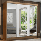 Clóset Reno 3 Puertas Corredizas con Espejos Marrón/Blanco 180 cm x 205 cm x 54 cm