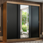 Clóset Reno 3 Puertas Corredizas 1 Espejo Marrón/Negro 180 cm x 205 cm x 54 cm