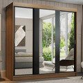 Clóset Reno 3 Puertas Corredizas con Espejos Marrón/Negro 180 cm x 205 cm x 54 cm