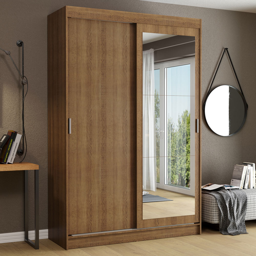 Clóset Tokio 2 Puertas Corredizas 1 Espejo Marrón 218 cm x 109 cm x 54 cm