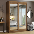 Clóset Tokio 2 Puertas Corredizas con Espejos Marrón 218 cm x 109 cm x 54 cm