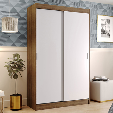 Clóset Tokio 2 Puertas Corredizas 2 Cajones Marrón/Blanco 218 cm x 109 cm x 54 cm