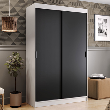 Clóset Tokio 2 Puertas Corredizas 2 Cajones Blanco/Negro 218 cm x 109 cm x 54 cm