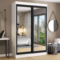 Clóset Tokio 2 Puertas Corredizas con Espejos Blanco/Negro 218 cm x 109 cm x 54 cm