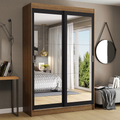 Clóset Tokio 2 Puertas Corredizas con Espejos Marrón/Negro 218 cm x 109 cm x 54 cm
