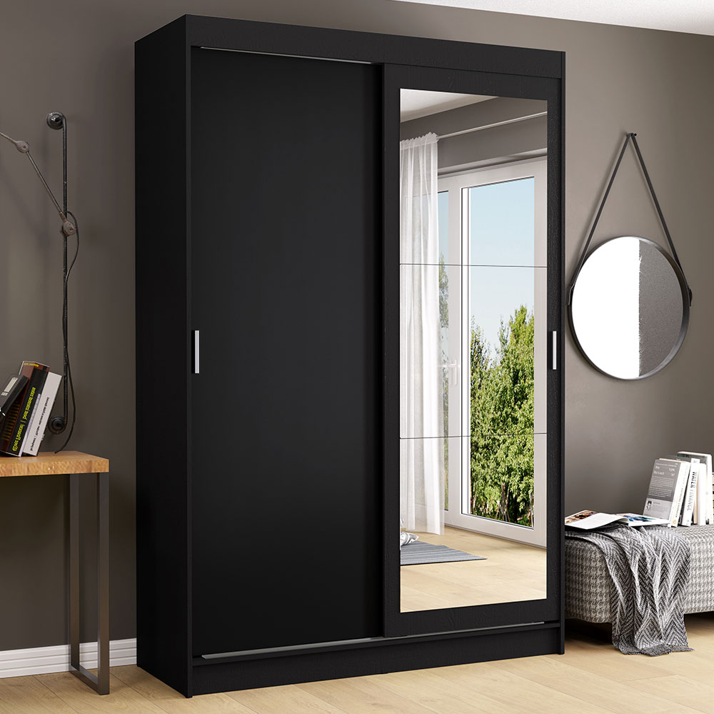 Clóset Tokio 2 Puertas Corredizas 1 Espejo Negro 218 cm x 109 cm x 54 cm