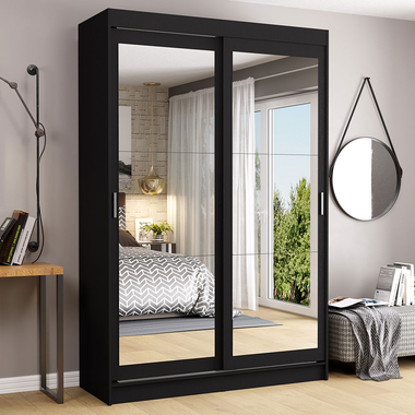 Clóset Tokio 2 Puertas Corredizas con Espejos Negro 218 cm x 109 cm x 54 cm