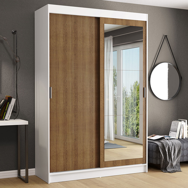 Clóset Tokio 2 Puertas Corredizas 1 Espejo Blanco/Marrón 218 cm x 109 cm x 54 cm
