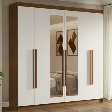 Closet Venus 6 Puertas 4 Cajones 2 Espejos MarrónBlanco