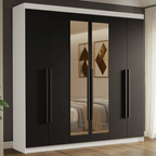 Closet Venus 6 Puertas 4 Cajones 2 Espejos BlancoNegro