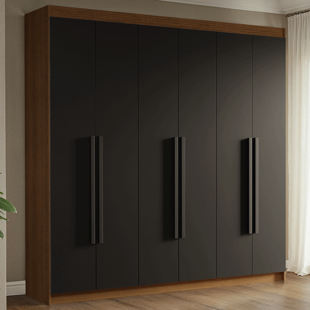 Closet Venus 6 Puertas 4 Cajones 2 Barrales MarrónNegro