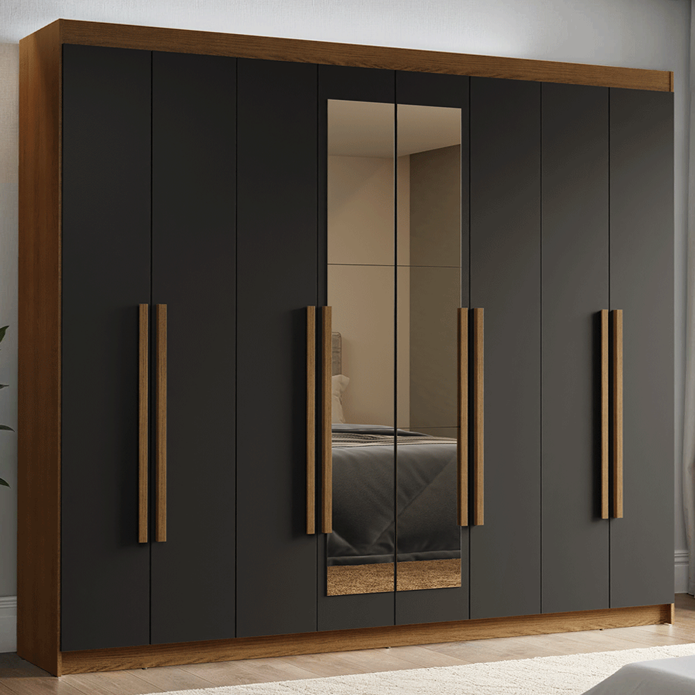 Closet Venus 8 Puertas 4 Cajones 2 Espejos MarrónNegro