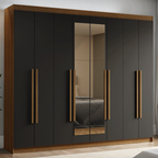 Closet Venus 8 Puertas 4 Cajones 2 Espejos MarrónNegro