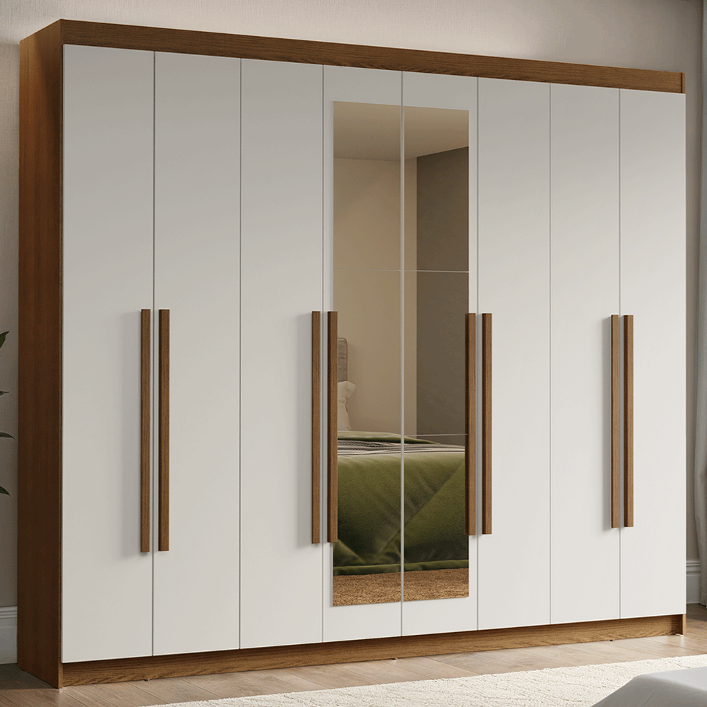 Closet Venus 8 Puertas 4 Cajones 2 Espejos MarrónBlanco