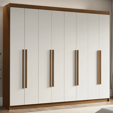 Closet Venus 8 Puertas 4 Cajones 2 Barrales MarrónBlanco