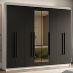 Closet Venus 8 Puertas 4 Cajones 2 Espejos BlancoNegro