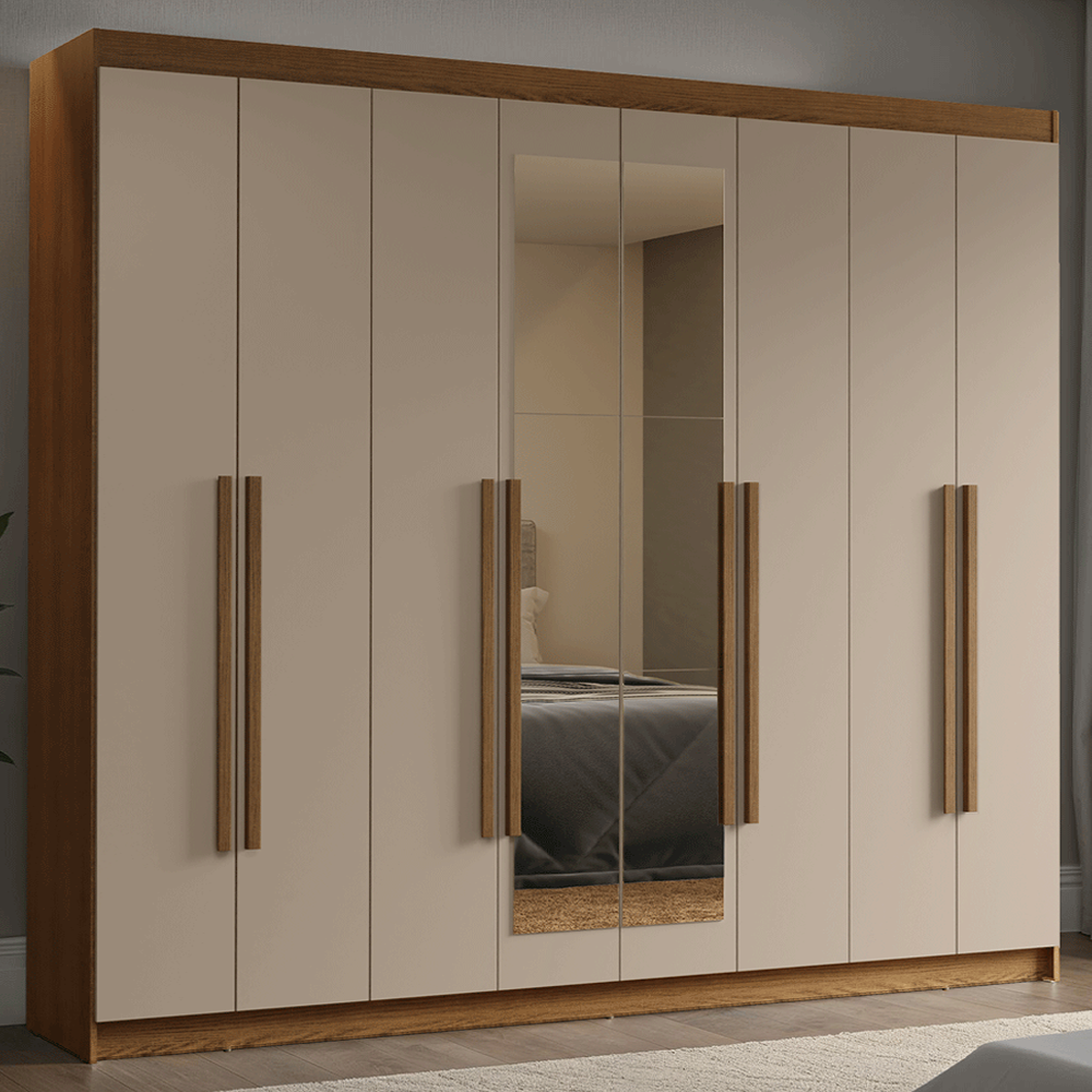 Closet Venus 8 Puertas 4 Cajones 2 Espejos MarrónCrema