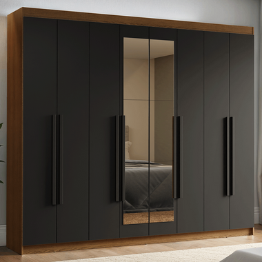 Closet Venus 8 Puertas 4 Cajones 2 Espejos MarrónNegro