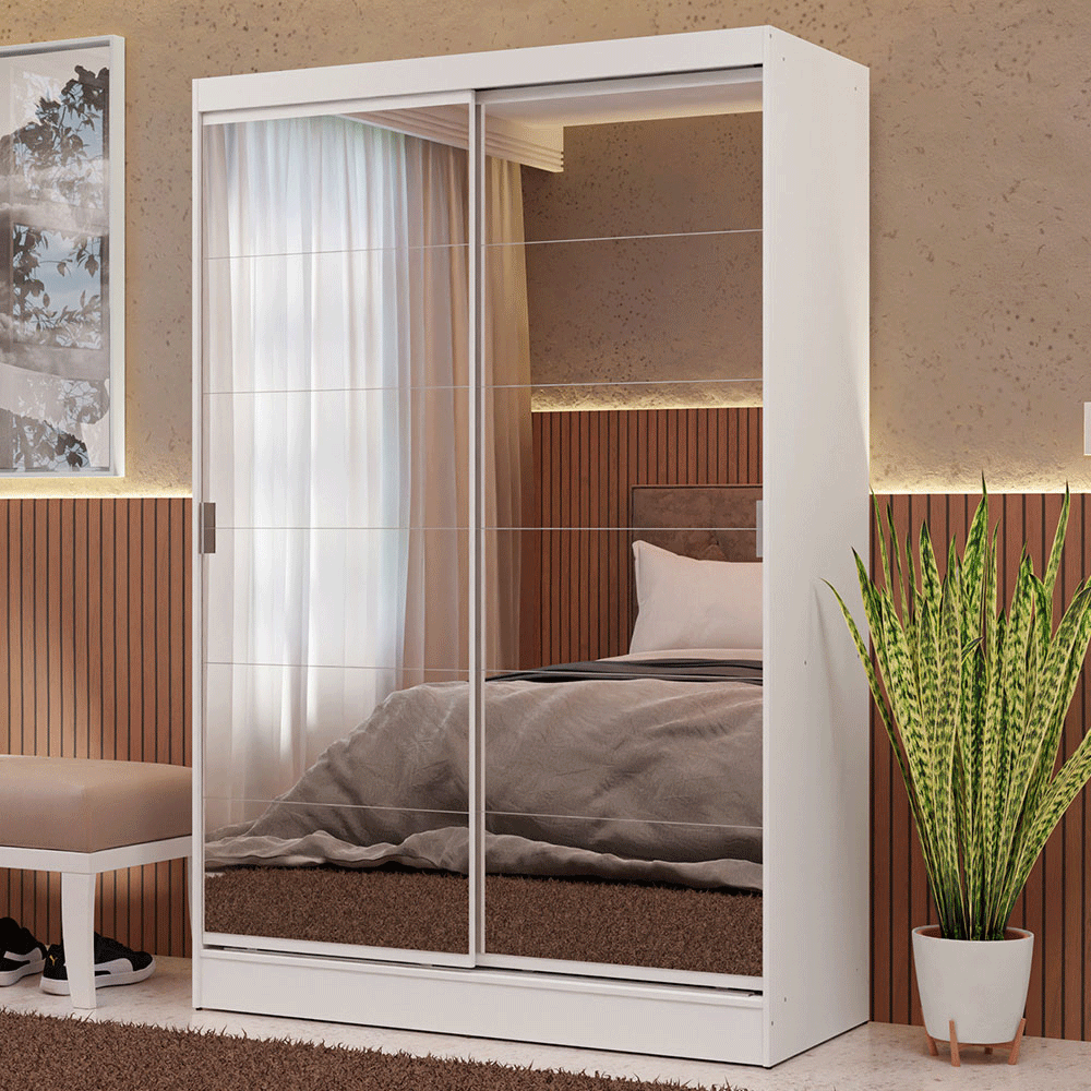 Closet Max 2 Puertas Corredizas con Espejos Blanco 183 cm x 119 cm x 54 cm