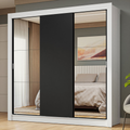 Clóset Nobre 3 Puertas Corredizas 2 Espejos Blanco/Negro 205 cm x 170 cm x 51 cm