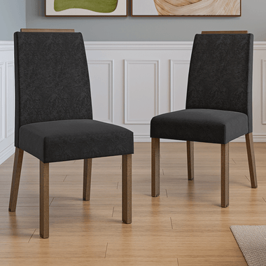 Kit 2 Sillas de Comedor Madesa 4255 Oxford con Borde Superior MarrónOxford