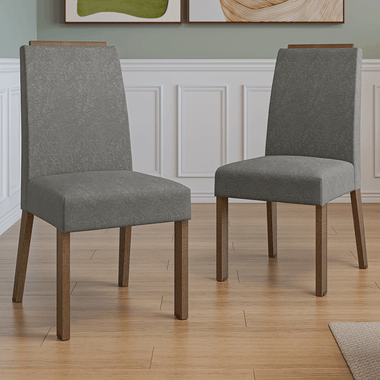 Kit 2 Sillas de Comedor Madesa 4255 Silver con Borde Superior MarrónPlateado