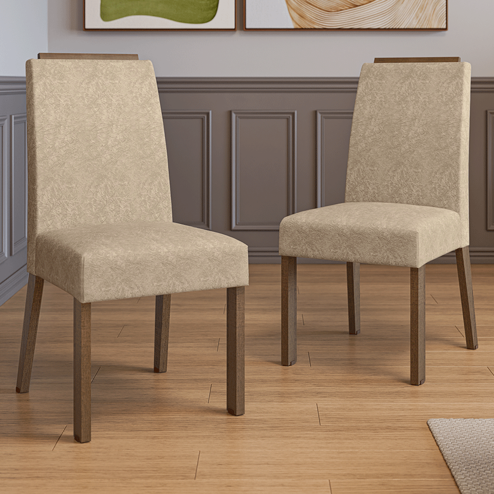 Kit 2 Sillas de Comedor Madesa 4255 con Borde Superior MarrónImperial