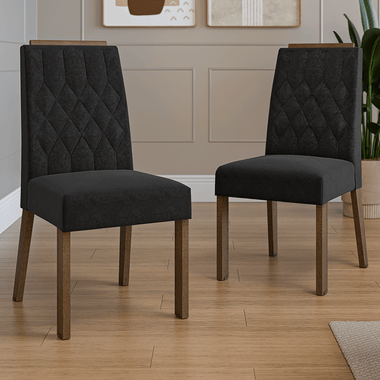 Kit 2 Sillas de Comedor Madesa 4256 Oxford con Borde Superior MarrónOxford