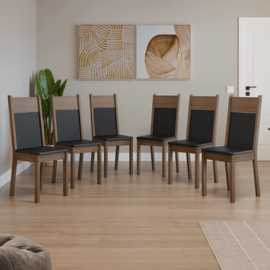 Kit con 6 Sillas de Comedor 4280 MarrónNegro
