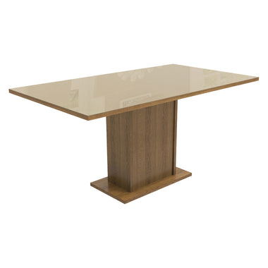 Mesa de Comedor Rectangular 6 Puestos con Tablero de Madera y Cristal
