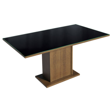 Mesa de Comedor Rectangular 6 Puestos con Tablero de Madera y Cristal