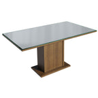 Mesa de Comedor Rectangular 6 Puestos con Tablero de Madera y Cristal
