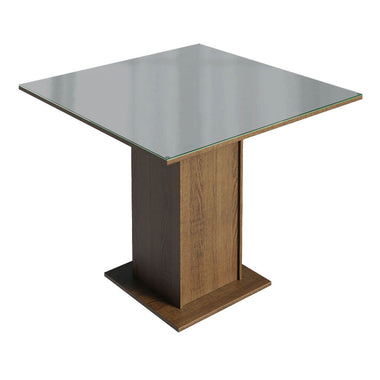Mesa de Comedor Cuadrada 4 Puestos - Tablero de Madera y Cristal