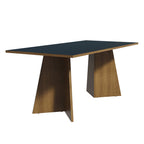 Mesa de Comedor Rectangular 8 Puestos MarrónNegro