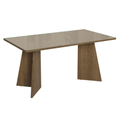 Mesa de Comedor Rectangular 6 Puestos con Tablero de Madera y Cristal MarrónCrema