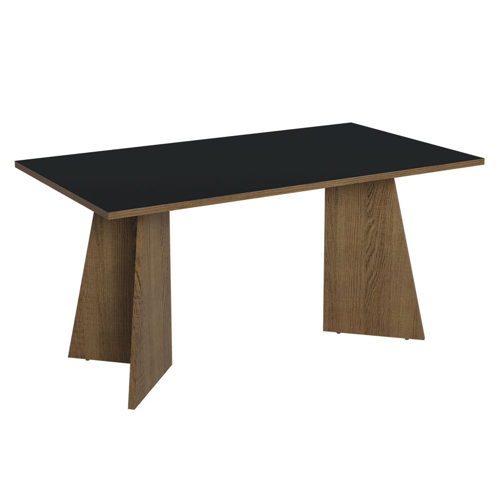 Mesa de Comedor Rectangular 6 Puestos MarrónNegro